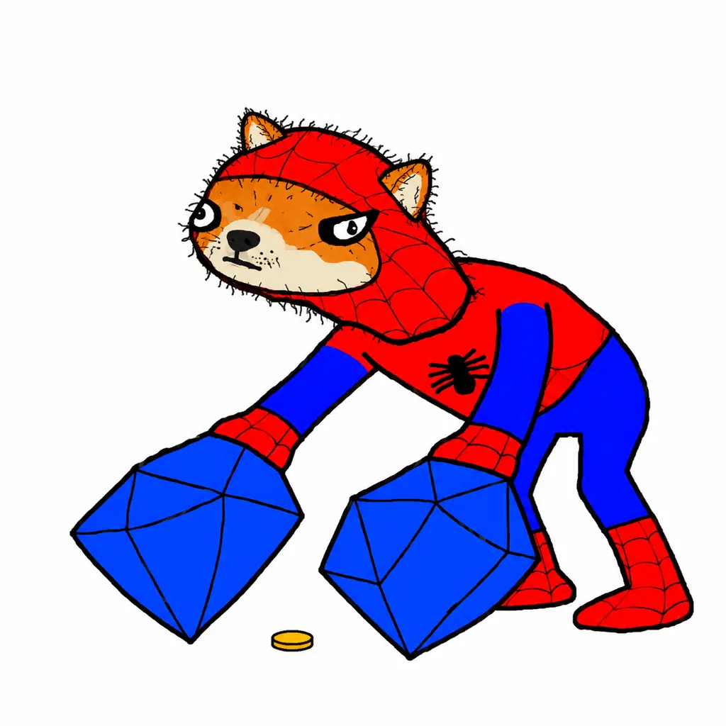 Spoder Inu with giant diamond paws